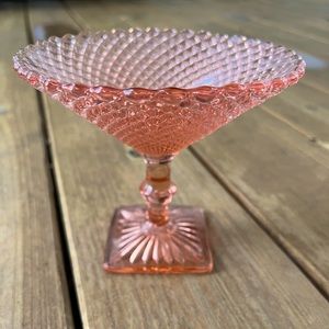 Vintage pink glass candy dish